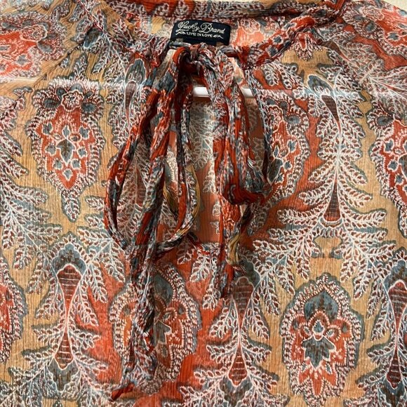 Lucky Brand Boho Paisley Semi-Sheer Peasant Blouse/Top Size medium - Picture 3 of 10